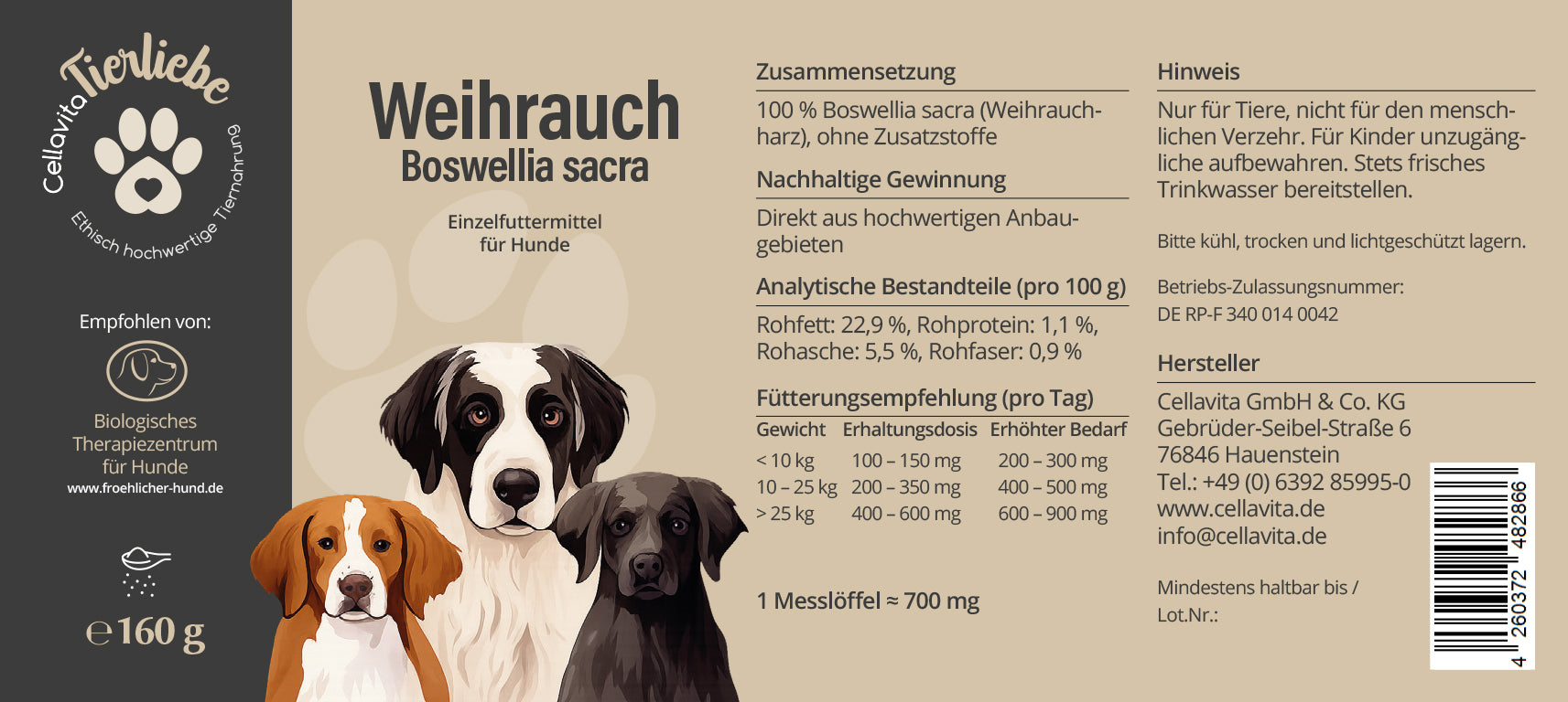 Weihrauch für Hunde, 160g