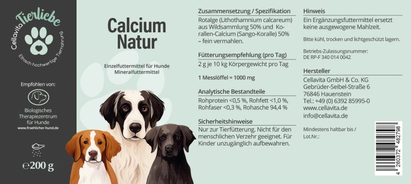 Calcium Natur für Hunde, 200g